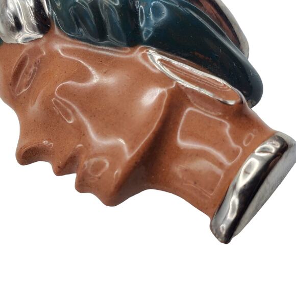 Sultan Genie Brooch Head Face Man Figural Pin Vintage Signed Greene Composite - Picture 3 of 5